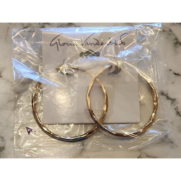 Gloria Vanderbilt Gold-Tone Textured Hoop Earrings - Picture 2 of 5